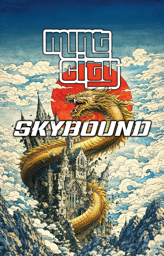 Box for a game titled 'Mint City' by Skybound with dragon and mountain design.